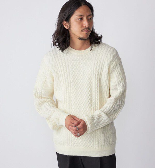 SHIPS「SHIPS:〈手洗い可能〉ランダム アラン クルーネック プルオーバー ニット」|ニット・セーター|