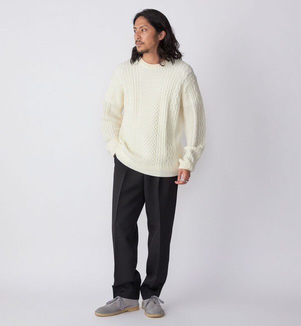 SHIPS「SHIPS:〈手洗い可能〉ランダム アラン クルーネック プルオーバー ニット」|ニット・セーター|