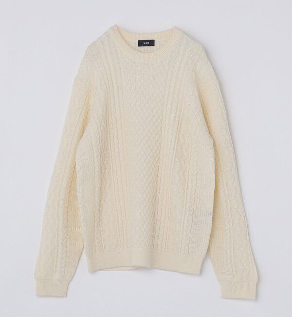 SHIPS「SHIPS:〈手洗い可能〉ランダム アラン クルーネック プルオーバー ニット」|ニット・セーター|