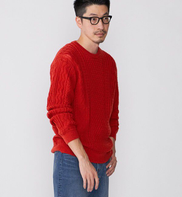 SHIPS「SHIPS:〈手洗い可能〉ランダム アラン クルーネック プルオーバー ニット」|ニット・セーター|