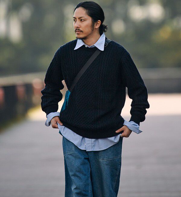 SHIPS「SHIPS:〈手洗い可能〉ランダム アラン クルーネック プルオーバー ニット」|ニット・セーター|