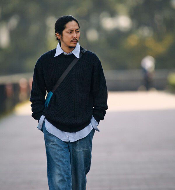 SHIPS「SHIPS:〈手洗い可能〉ランダム アラン クルーネック プルオーバー ニット」|ニット・セーター|