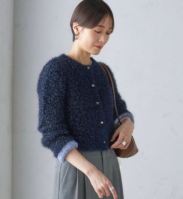 SHIPS for women「〈手洗い可能〉ラメ ニット 配色 カーディガン」|カーディガン|