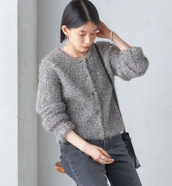 SHIPS for women「〈手洗い可能〉ラメ ニット 配色 カーディガン」|カーディガン|