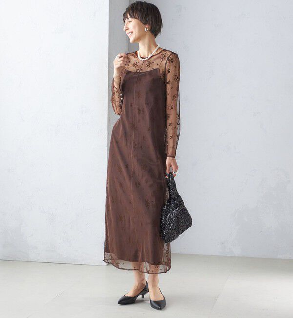 SHIPS for women「kaene:フロッキー レース ポリエステルベロア 2WAY ドレス（セレモニー対応可）」|ワンピース|