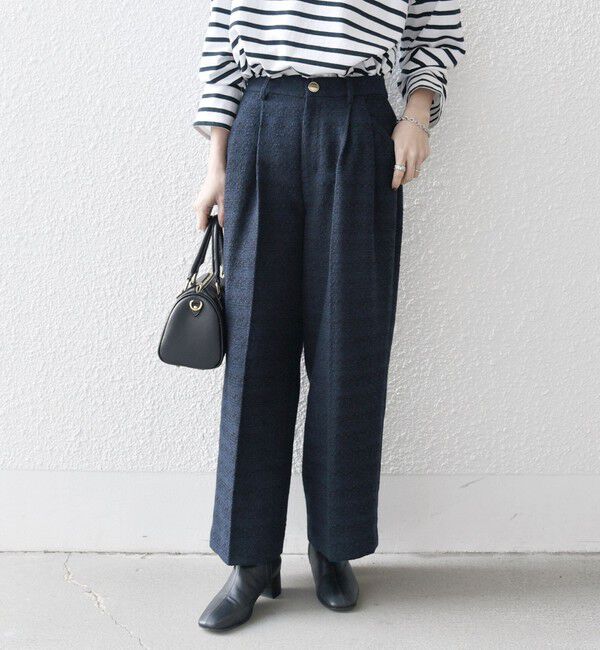 SHIPS any「SHIPS any: ツイード タック セミワイド パンツ［NAVY BLUE］」|その他|
