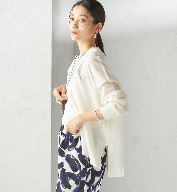 SHIPS for women「〈手洗い可能〉18G フィルミーコットン Vネック 1ボタン カーディガン」|カーディガン|