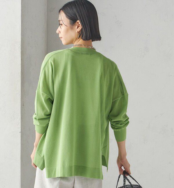 SHIPS for women「〈手洗い可能〉18G フィルミーコットン Vネック 1ボタン カーディガン」|カーディガン|