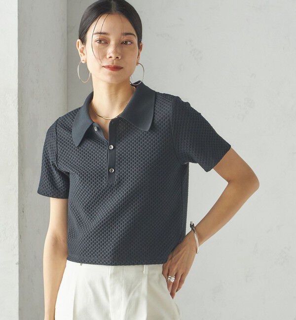 SHIPS for women「小泉里子コラボ:シャーリング ジャカード ポロ」|ポロシャツ|