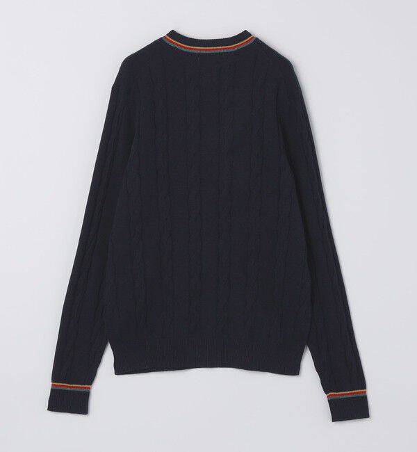 SHIPS「ALANPANE: 12ゲージ ケーブル編み コットン Vネック クリケットセーター」|ニット・セーター|