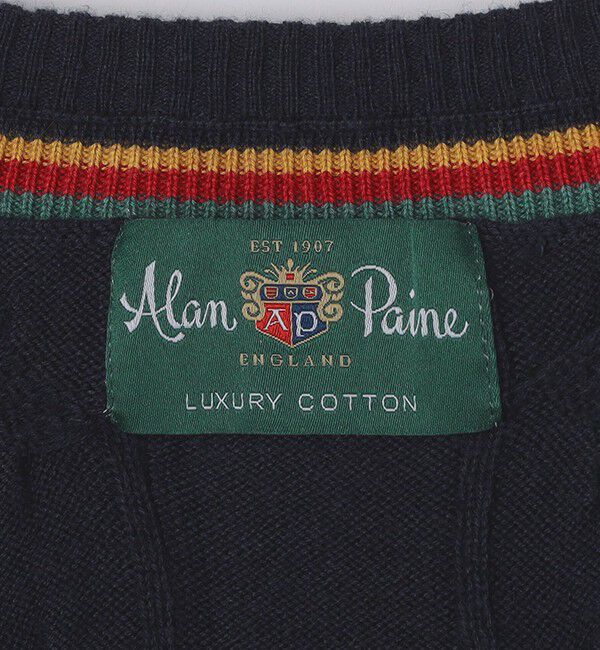 SHIPS「ALANPANE: 12ゲージ ケーブル編み コットン Vネック クリケットセーター」|ニット・セーター|