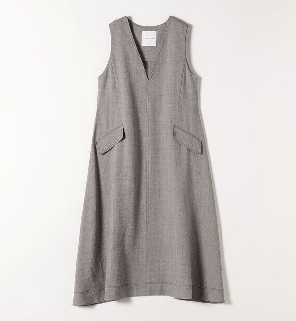 quaranciel「quaranciel:〈洗濯機可能〉ウーステッド ステッチワーク ポケット フレア Vネック ワンピース」|ワンピース|