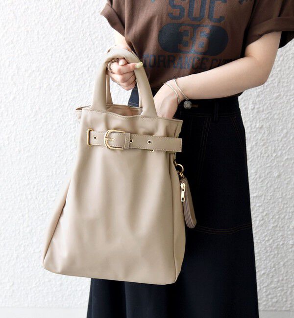 SHIPS any「SHIPS any: バックル ベルト デザイン A4 トート バッグ」|トートバッグ|ベージュ