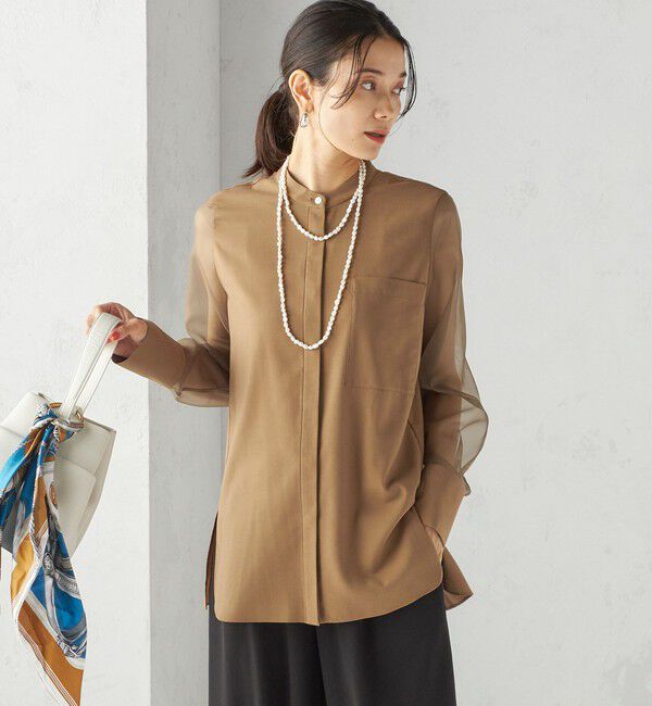 SHIPS for women「〈手洗い可能〉シアー 袖 ポケット デザイン シャツ」|シャツ・ブラウス|