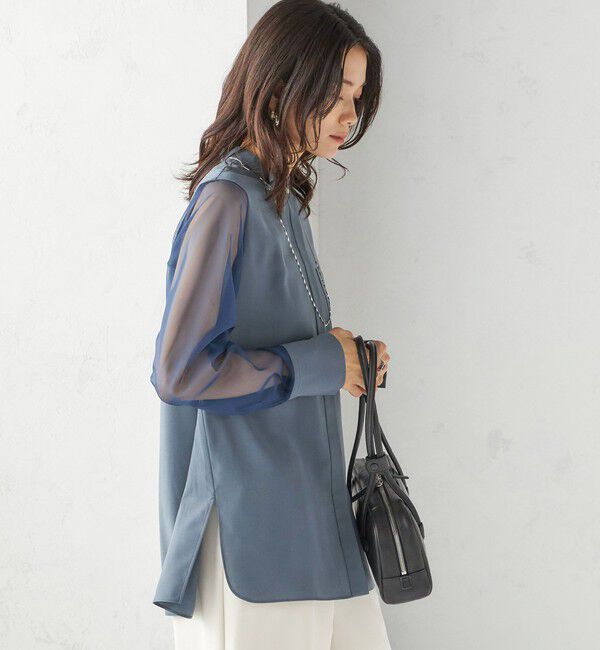 SHIPS for women「〈手洗い可能〉シアー 袖 ポケット デザイン シャツ」|シャツ・ブラウス|