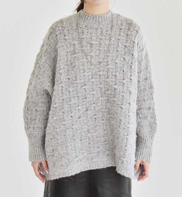 quaranciel「quaranciel:〈手洗い可能〉透かし編み クルーネック ドルマン ルーズ ニット プルオーバー」|ニット・セーター|