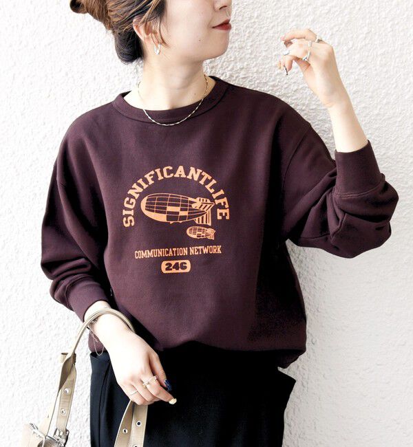 SHIPS any「【SHIPS any別注】THE KNiTS:〈洗濯機可能〉ロゴ プリント スウェット」|Tシャツ・カットソー|ブラウン