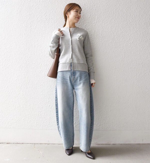 SHIPS any「SHIPS any:〈洗濯機可能〉裏起毛 ビジュー コンパクト スナップ カーディガン」|カーディガン|