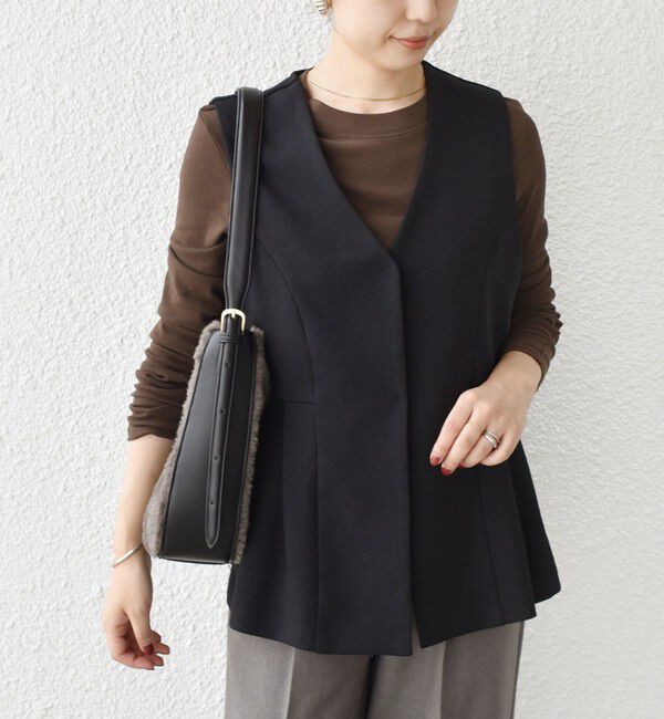 SHIPS Colors 「SHIPS Colors:〈手洗い可能〉ウールライク ペプラムベスト 2（セットアップ対応可能）◇」|ベスト・ジレ|ネイビー