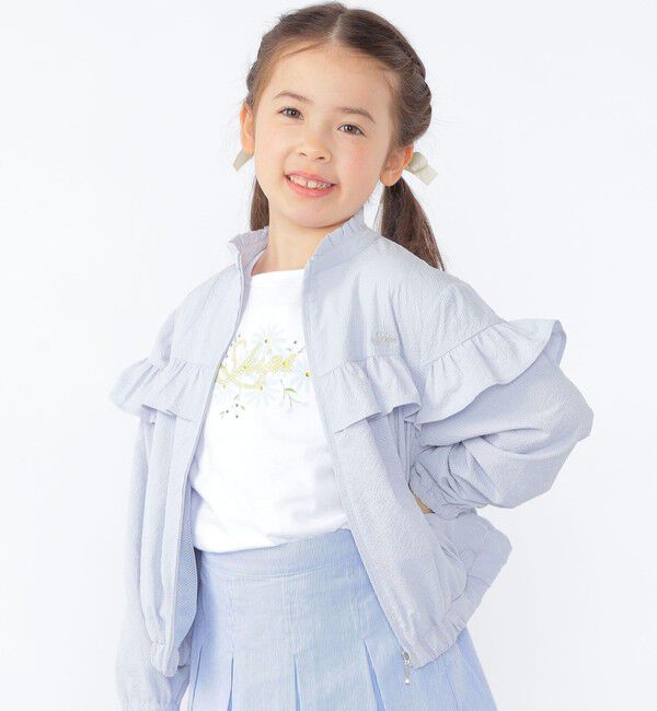 SHIPS KIDS「SHIPS KIDS:100～130cm / ガーリー エンブロイダリー ロゴ Tシャツ」|Tシャツ・カットソー|