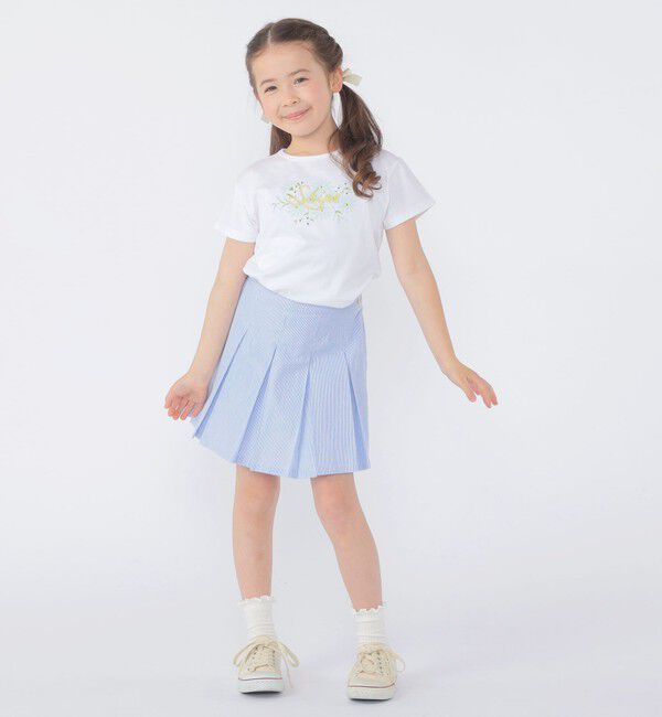 SHIPS KIDS「SHIPS KIDS:100～130cm / ガーリー エンブロイダリー ロゴ Tシャツ」|Tシャツ・カットソー|