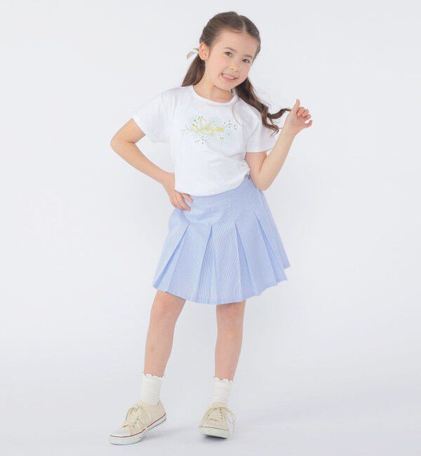 SHIPS KIDS「SHIPS KIDS:100～130cm / ガーリー エンブロイダリー ロゴ Tシャツ」|Tシャツ・カットソー|