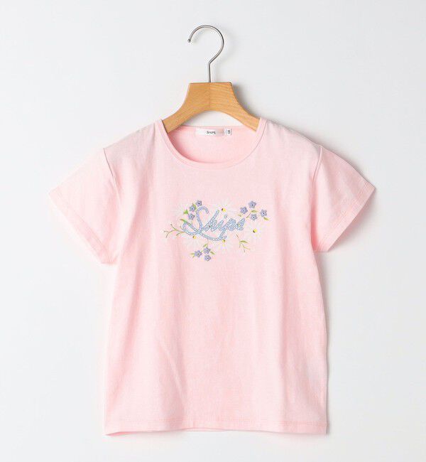 SHIPS KIDS「SHIPS KIDS:100～130cm / ガーリー エンブロイダリー ロゴ Tシャツ」|Tシャツ・カットソー|