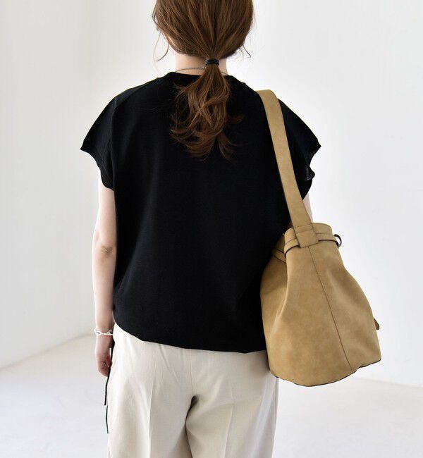 quaranciel「《予約》quaranciel:〈手洗い可能〉ドロスト フレンチスリーブ シアー ニット プルオーバー」|ニット・セーター|