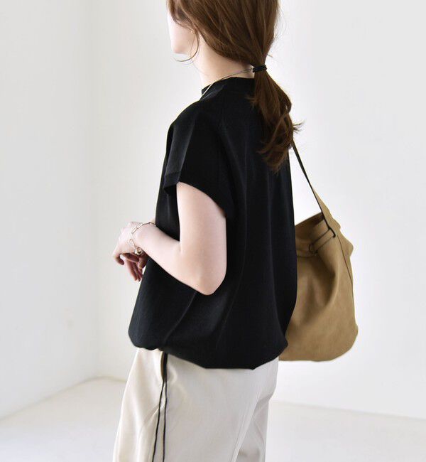 quaranciel「《予約》quaranciel:〈手洗い可能〉ドロスト フレンチスリーブ シアー ニット プルオーバー」|ニット・セーター|