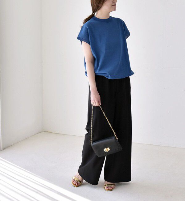 quaranciel「《予約》quaranciel:〈手洗い可能〉ドロスト フレンチスリーブ シアー ニット プルオーバー」|ニット・セーター|