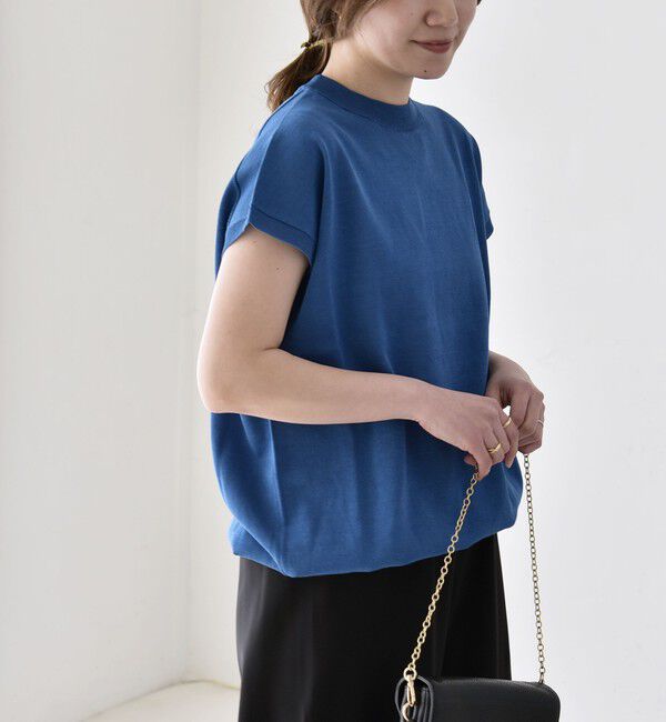 quaranciel「《予約》quaranciel:〈手洗い可能〉ドロスト フレンチスリーブ シアー ニット プルオーバー」|ニット・セーター|