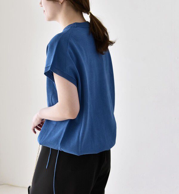 quaranciel「《予約》quaranciel:〈手洗い可能〉ドロスト フレンチスリーブ シアー ニット プルオーバー」|ニット・セーター|