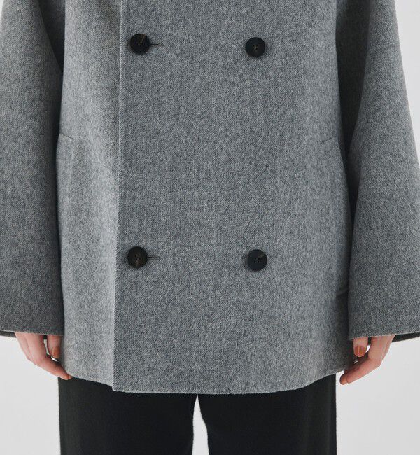 GALERIE VIE「ウールダブルフェイス カラーレス ショートトレンチコート」|ノーカラーコート|