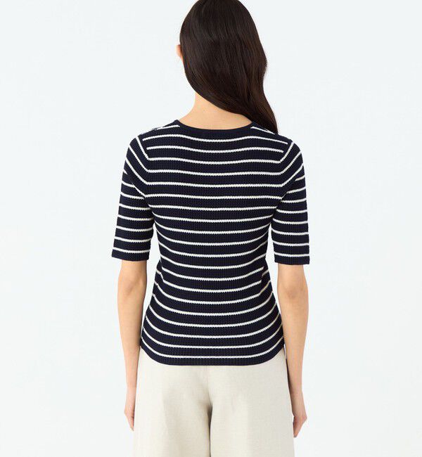 MACPHEE「マリンボーダー レースアッププルオーバー」|ニット・セーター|