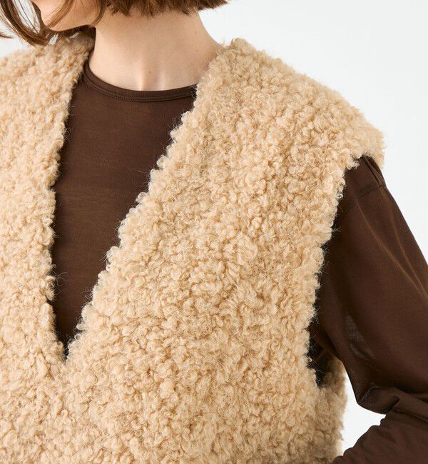 Ballsey「ミックスファー Vネックベスト」|ベスト・ジレ|