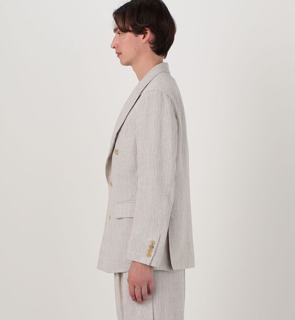 TOMORROWLAND MENS「リネンアムンゼンストライプ ダブルブレステッド6Bジャケット」|テーラードジャケット|
