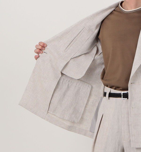 TOMORROWLAND MENS「リネンアムンゼンストライプ ダブルブレステッド6Bジャケット」|テーラードジャケット|