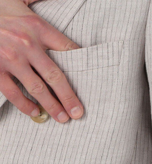 TOMORROWLAND MENS「リネンアムンゼンストライプ ダブルブレステッド6Bジャケット」|テーラードジャケット|