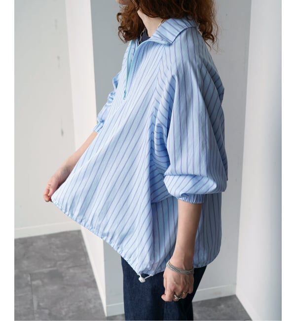 journal standard luxe「ストライプ ハーフジップブルゾン」|その他|サックスブルー