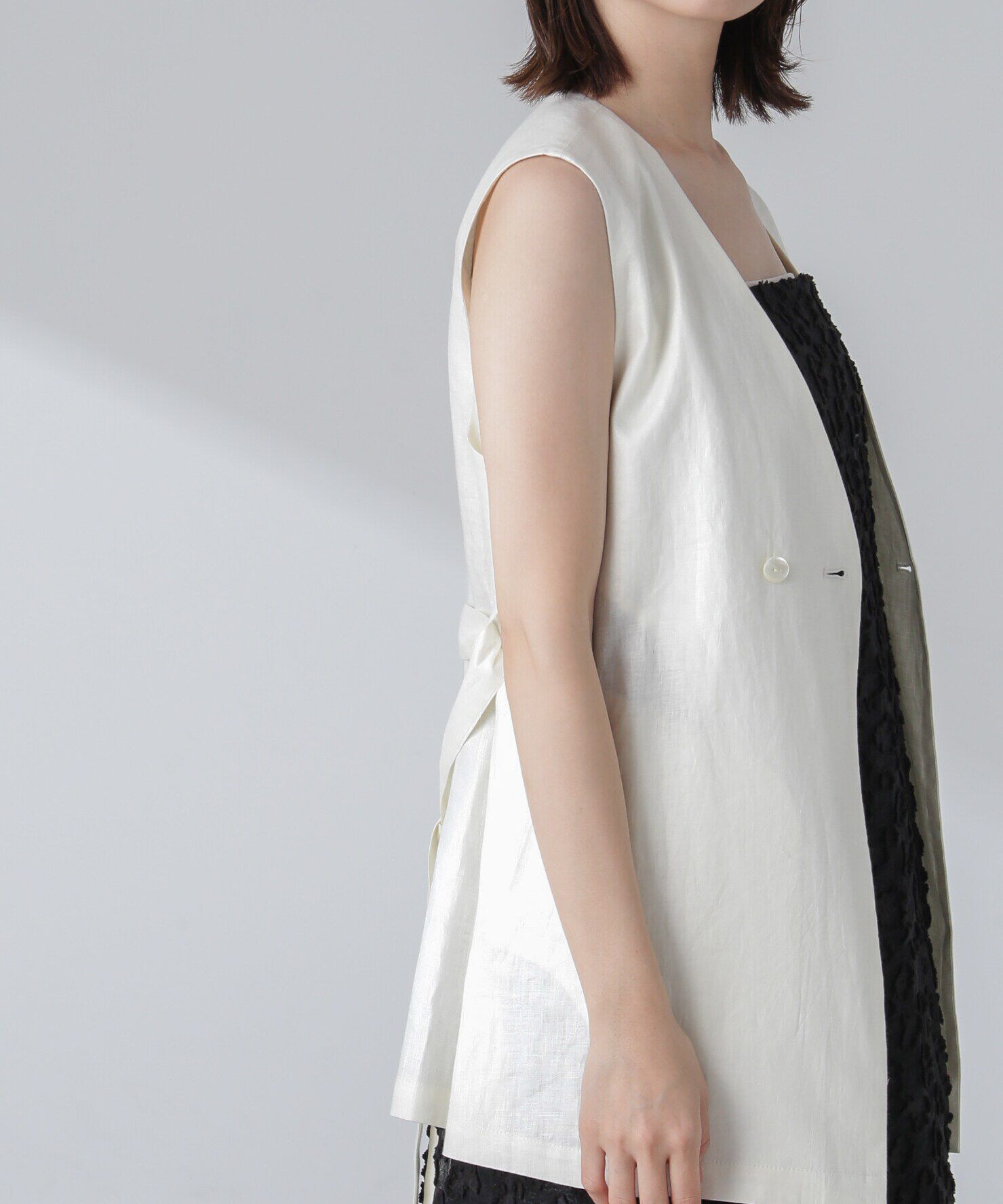 nano･universe「ベルト付リネンジレ(セットアップ可)」|ベスト・ジレ|