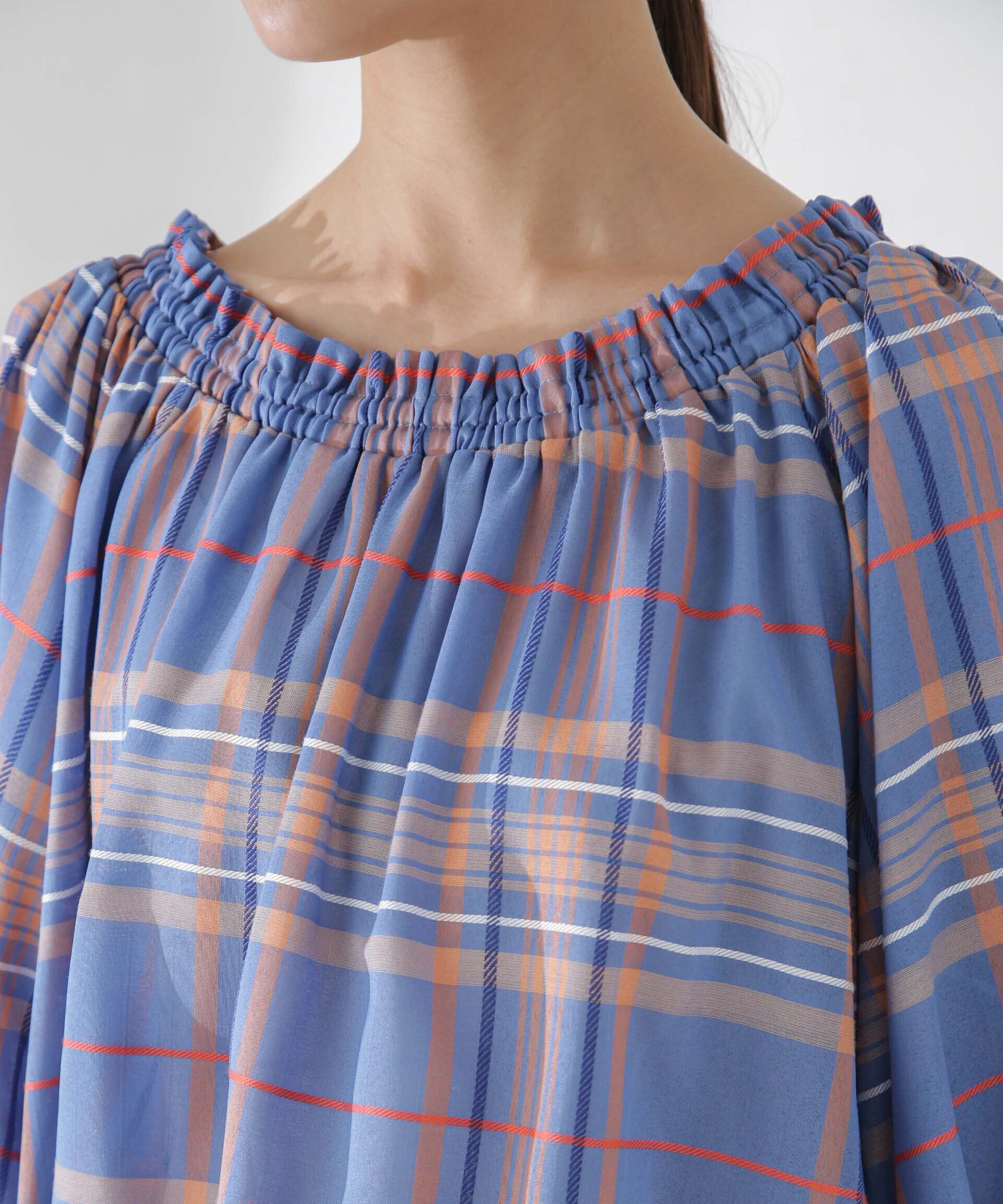 nano･universe「シアーチェックギャザー2wayブラウス」|シャツ・ブラウス|