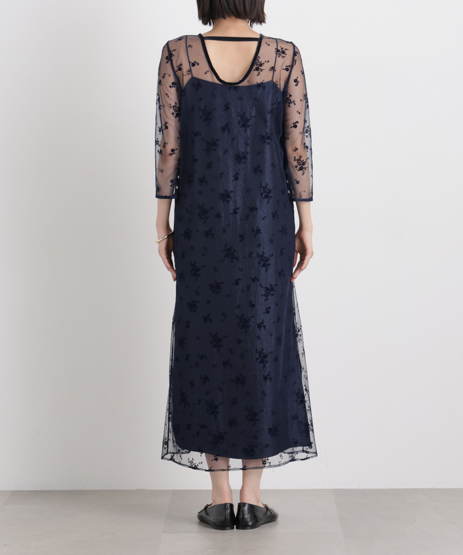 nano･universe「kaene/フロッキーサテン2wayドレス」|ワンピース|