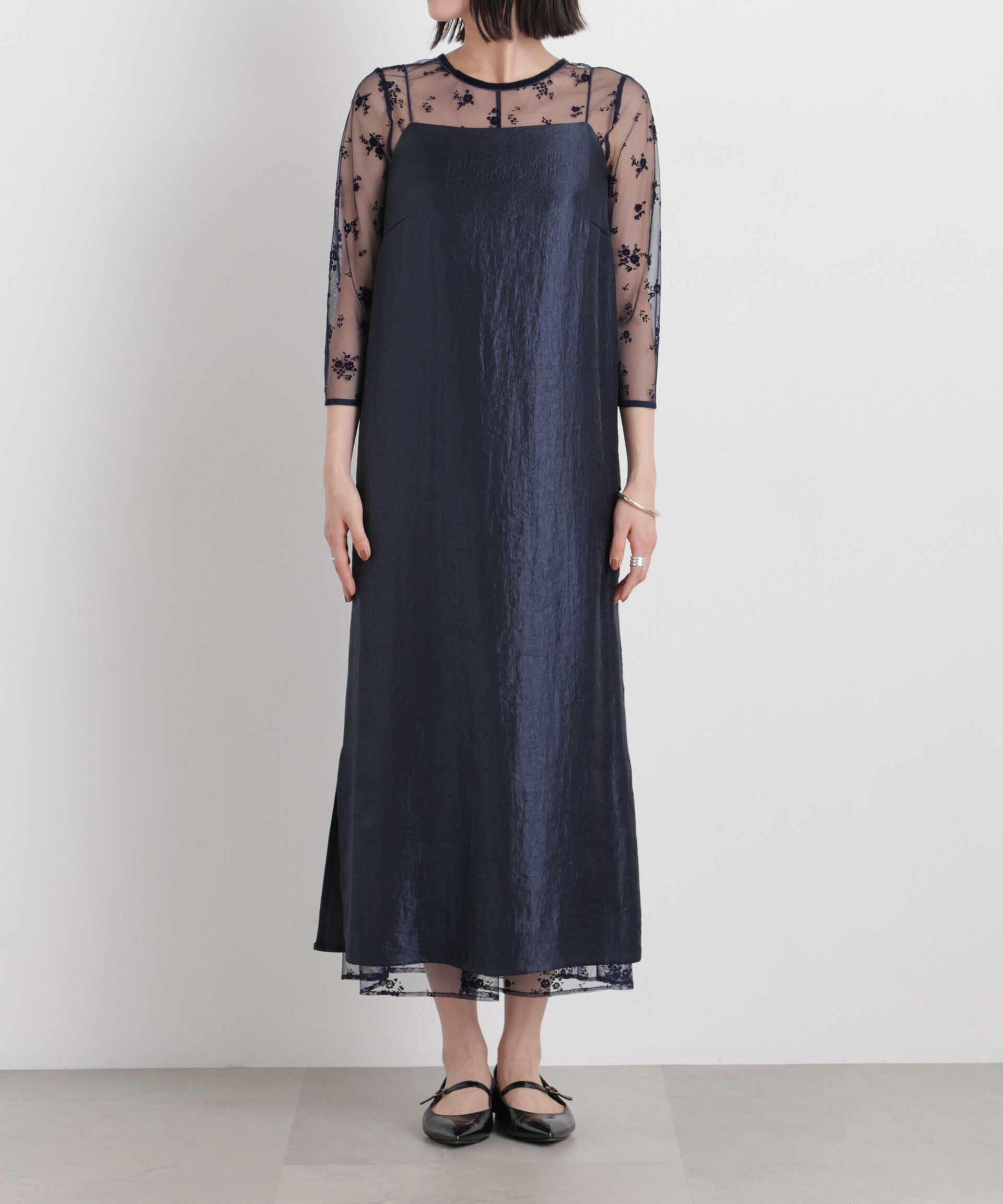 nano･universe「kaene/フロッキーサテン2wayドレス」|ワンピース|