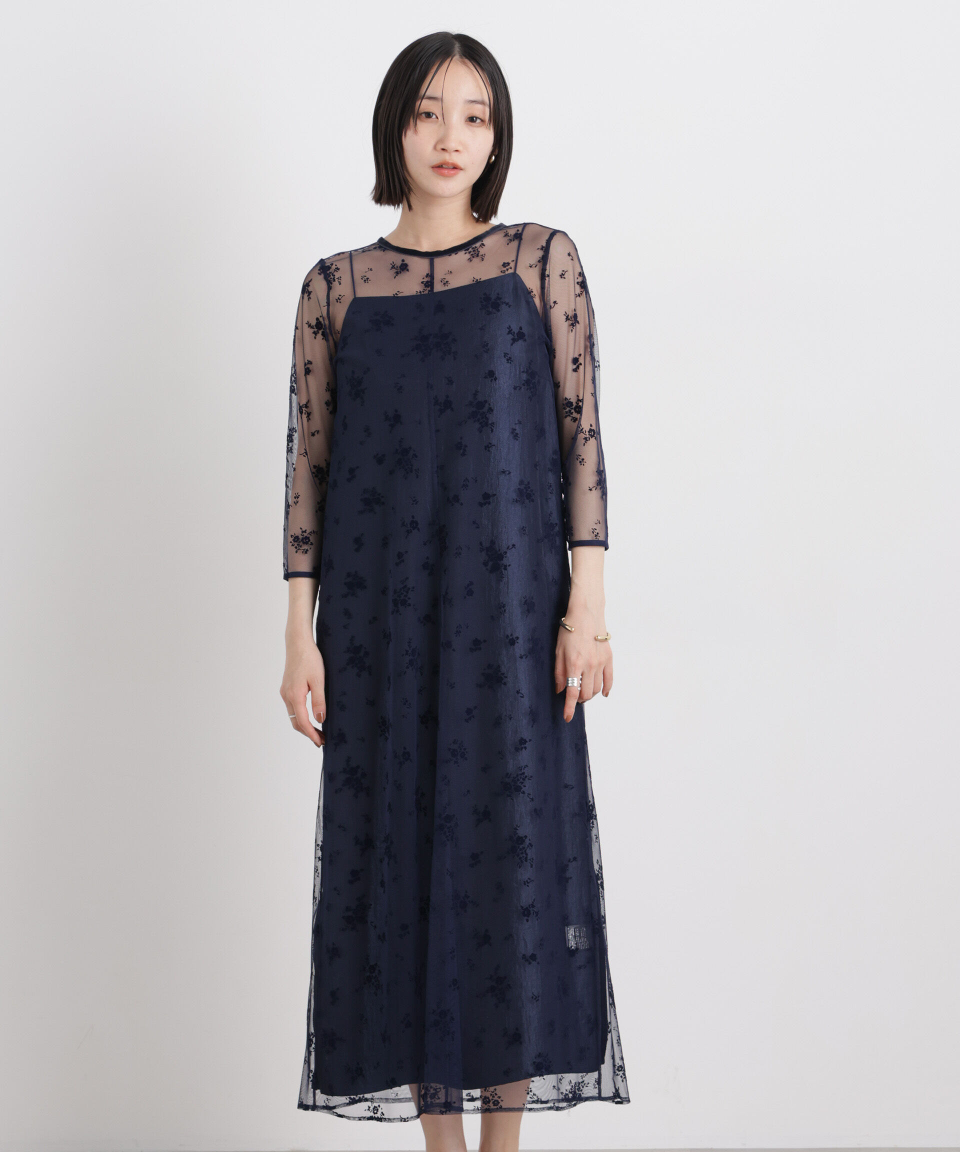 nano･universe「kaene/フロッキーサテン2wayドレス」|ワンピース|