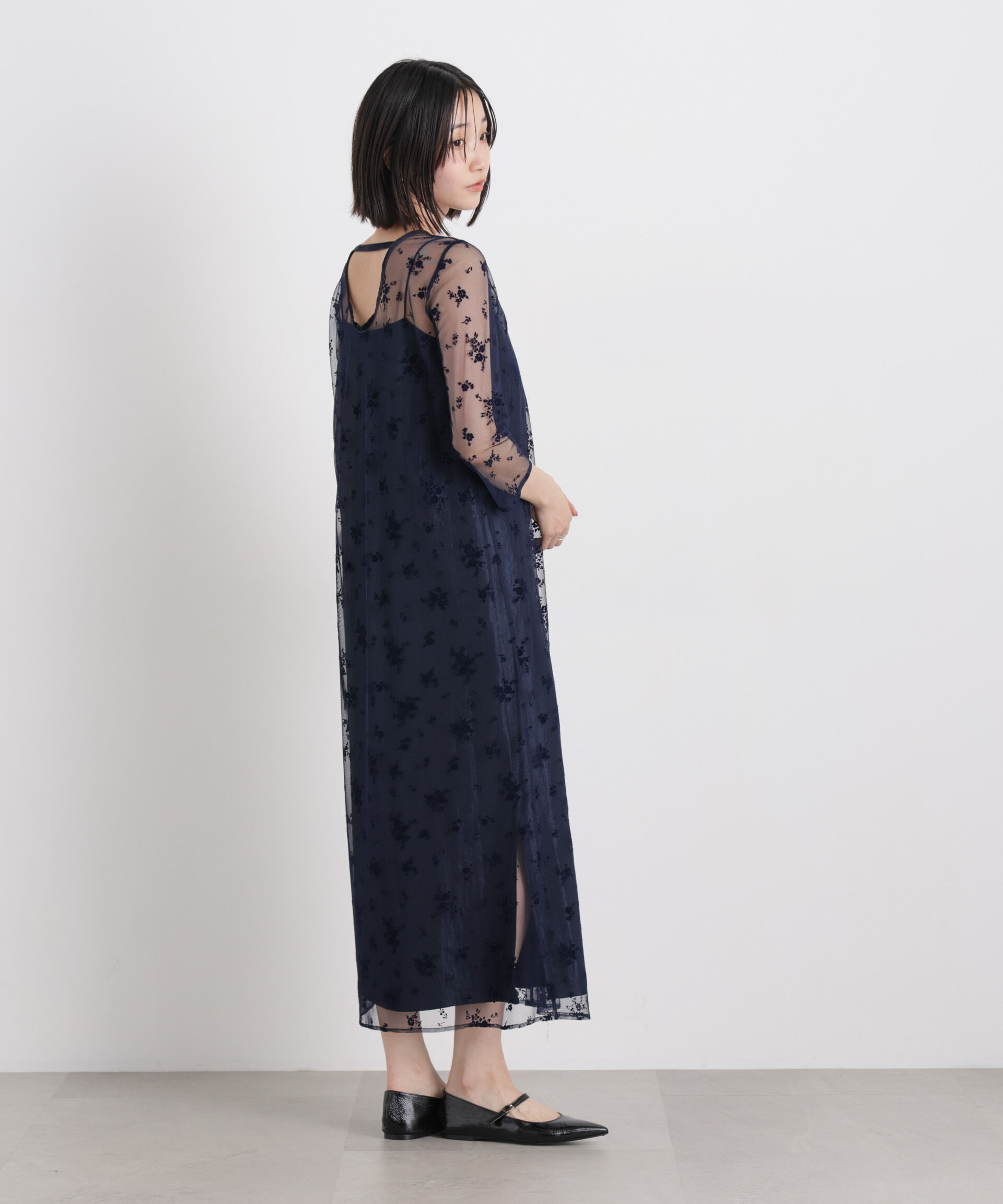 nano･universe「kaene/フロッキーサテン2wayドレス」|ワンピース|