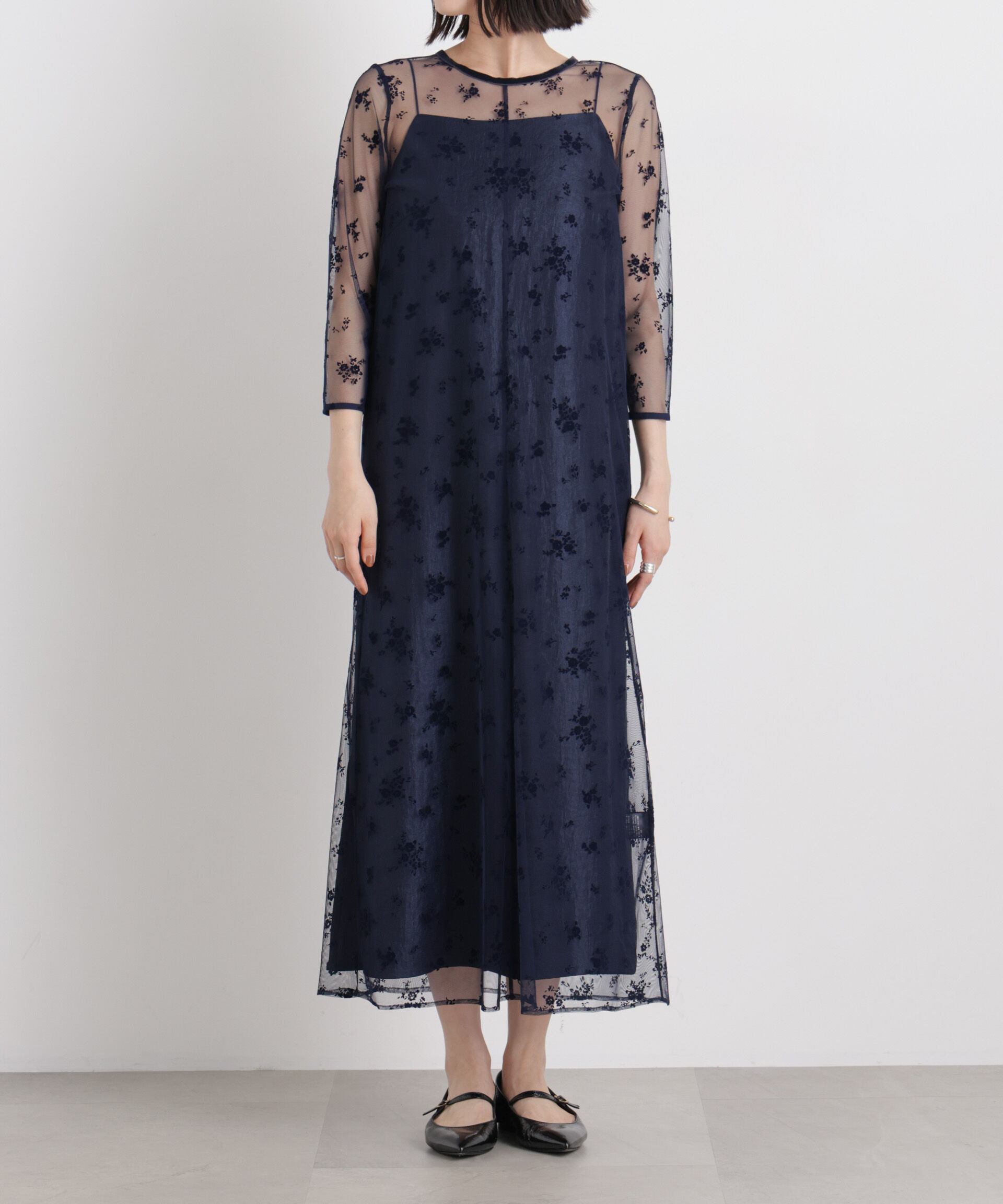 nano･universe「kaene/フロッキーサテン2wayドレス」|ワンピース|