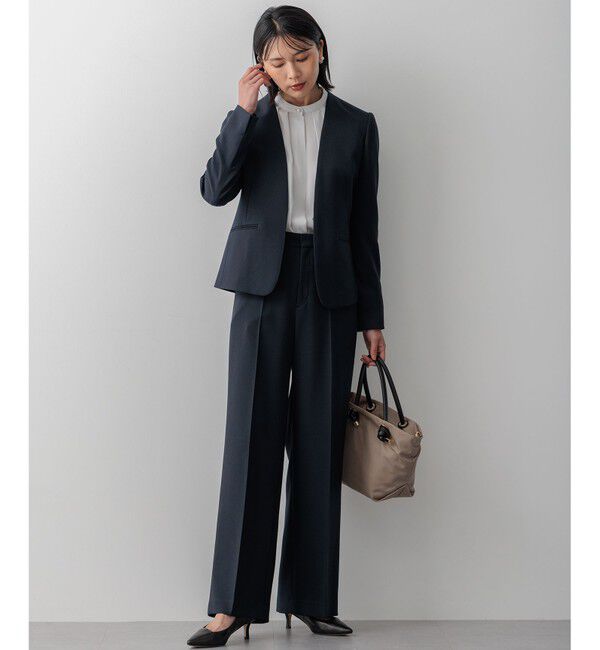 23区「【洗える】ウールライクカルゼ ノーカラージャケット」|ノーカラージャケット|