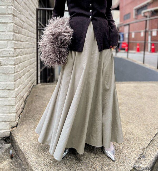 NOLLEY'S「【追加】【WEB＆一部店舗限定色あり】ウォッシャブルヴィンテージタフタマチ入りマキシスカート」|スカート|ミディアムグレー