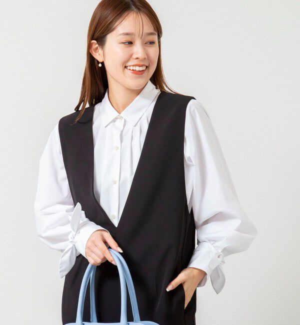 NOLLEY'S「ウォッシャブル袖リボン付きボリュームシャツ」|シャツ・ブラウス|