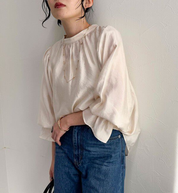 fredy emue「シャイニーシアー2WAYギャザーブラウス」|シャツ・ブラウス|アイボリー